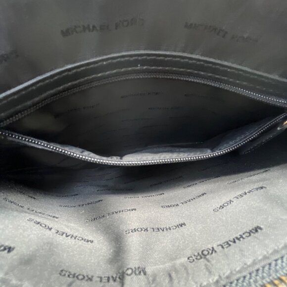 Michael Kors Black Pebbled Leather Satchel  With Gold Hardware & Charm Tote Bag - Picture 12 of 13